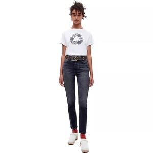 NWT RE/DONE 90s High Rise Ankle Crop Jeans Womens 24 Onyx Fade Slim Minimalist